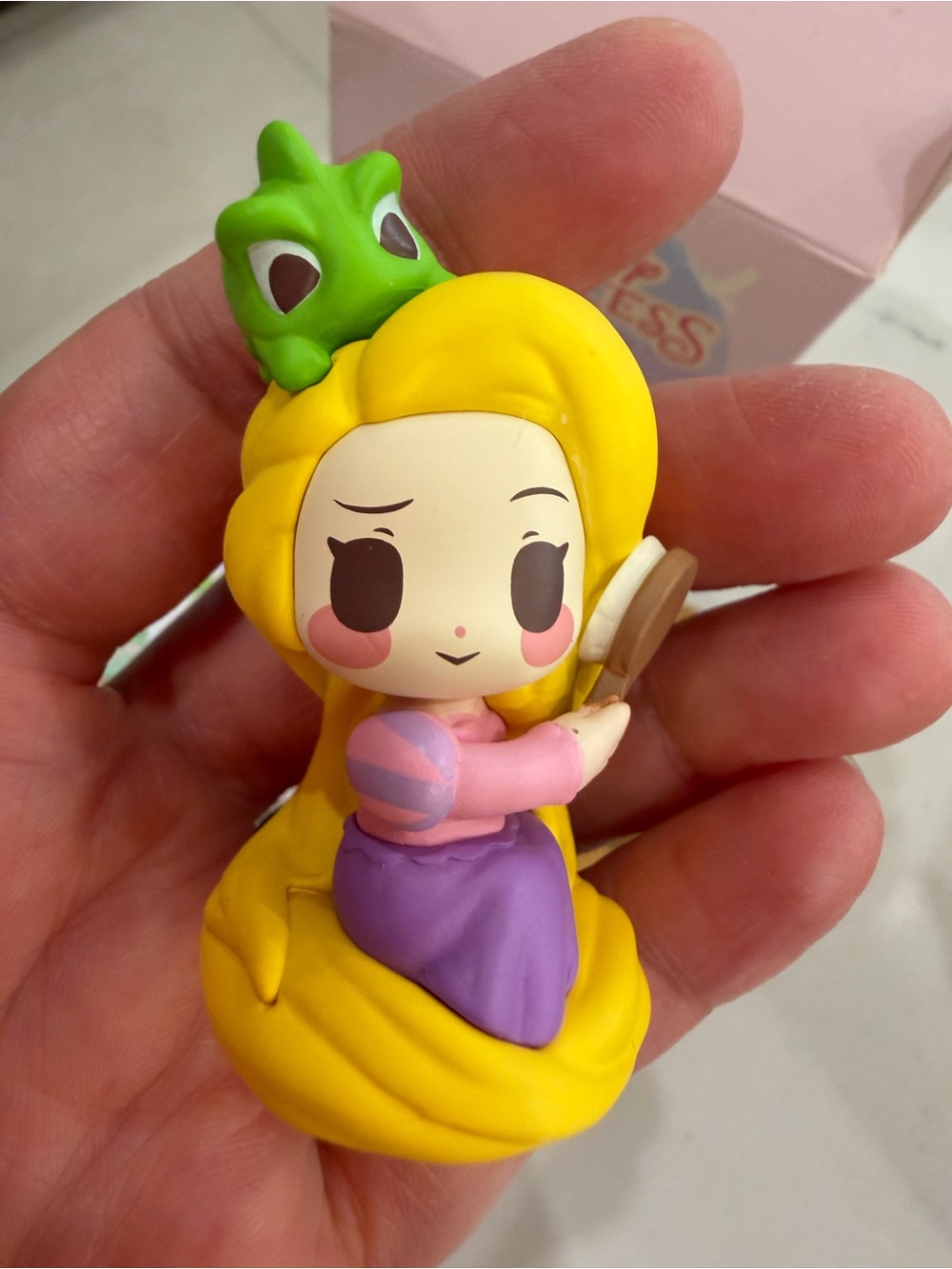Princess Doll Mini Figure with Green Chameleon - Yellow & Purple